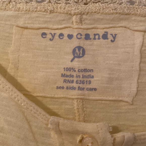 Yellow t shirt top with buttons - Picture 2 of 3